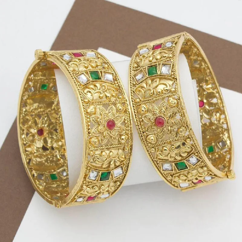 Flash Jewelry Sale – Get Stunning Pieces At Low Prices Manisha Jewellery Gold Plated Pota Stone Openable Bangle Set