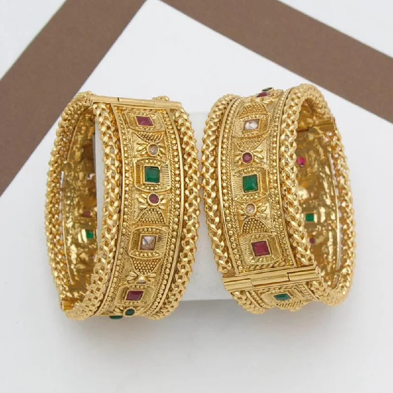 Jewelry Sale Alert – Shop Timeless Elegance Today Manisha Jewellery Gold Plated Pota Stone Openable Bangle Set
