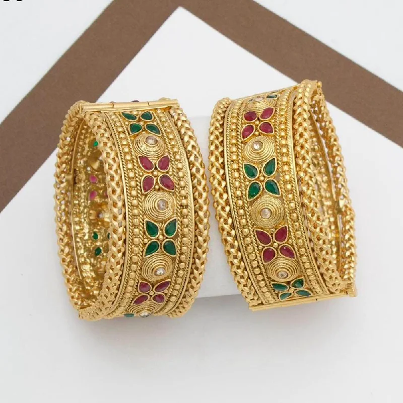 Shop Jewelry That Shines Without The High Price Manisha Jewellery Gold Plated Pota Stone Openable Bangle Set