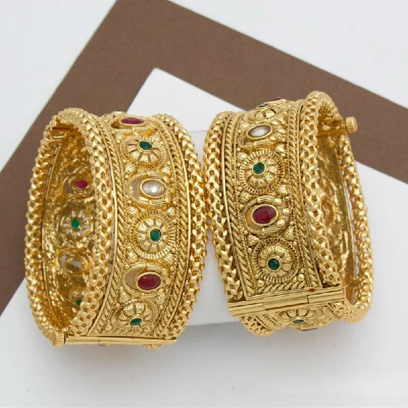 Get Ready To Sparkle – Special Jewelry Discounts Manisha Jewellery Gold Plated Pota Stone Openable Bangle Set