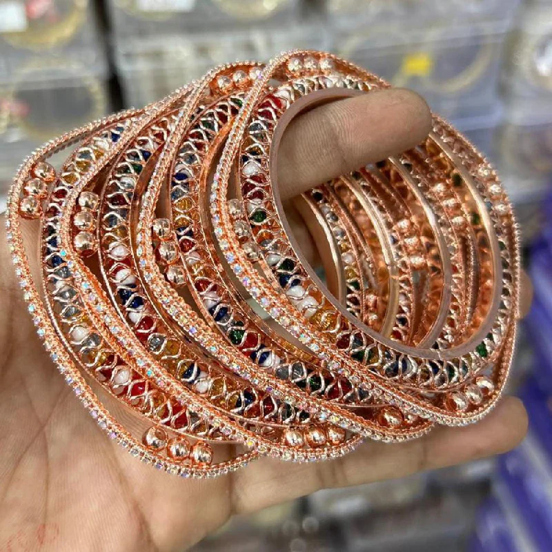 Shop Dazzling Jewelry At The Best Prices Manisha Jewellery Rose Gold Plated Bangles Set