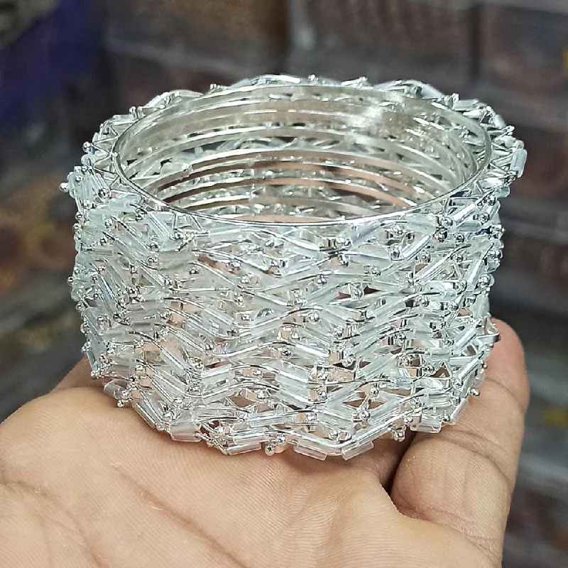 Dazzle In Elegance With Our Biggest Jewelry Sale Manisha Jewellery Silver Plated Beads Bangles Set