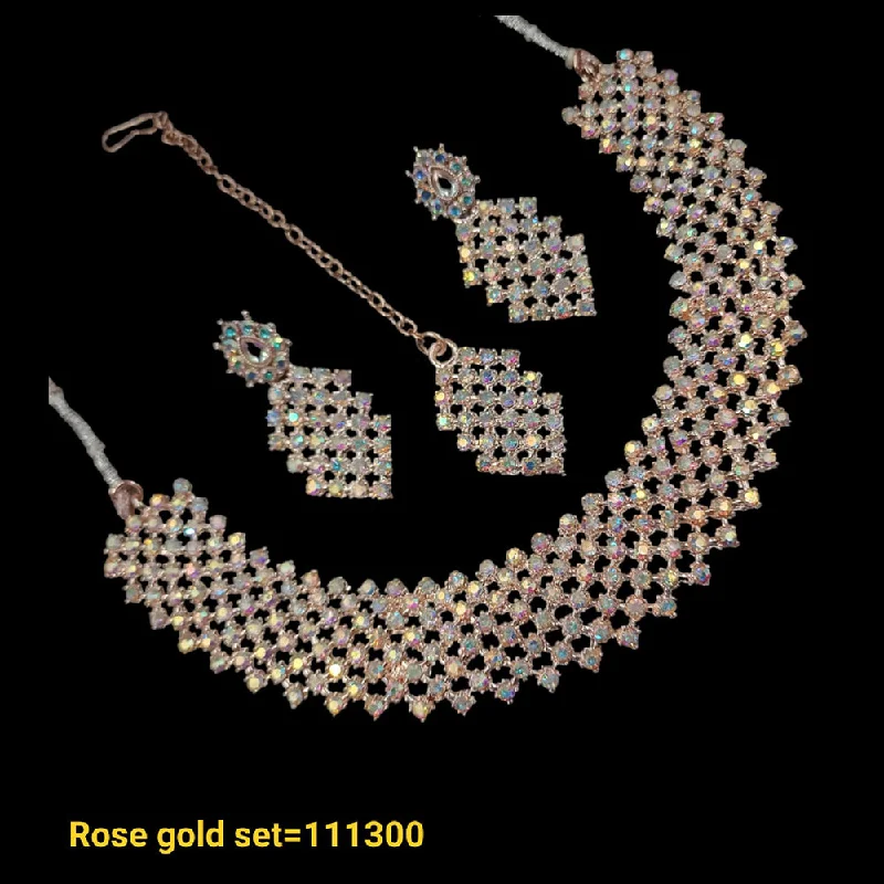 Padmawati Bangles Rose Gold Plated Austrian Stone Necklace Set