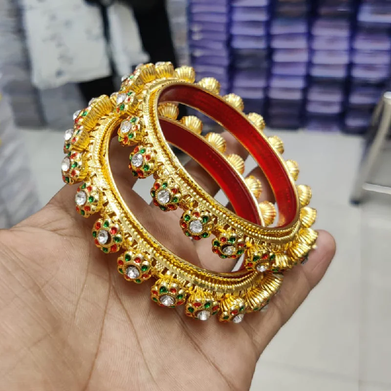 Pooja Bangles Austrian Stone And Pearl Bangles Set