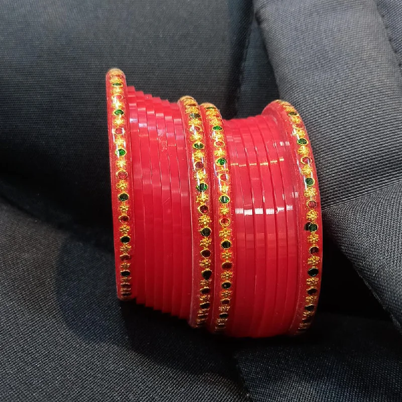 Celebrate Every Occasion With Sparkling Savings Pooja Bangles Gold Plated Acrylic Bangles Set