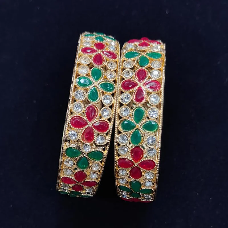 Accessorize For Less – Luxury Jewelry At Affordable Prices Pooja Bangles Gold Plated Austrian And Pota Stone Bangle Set