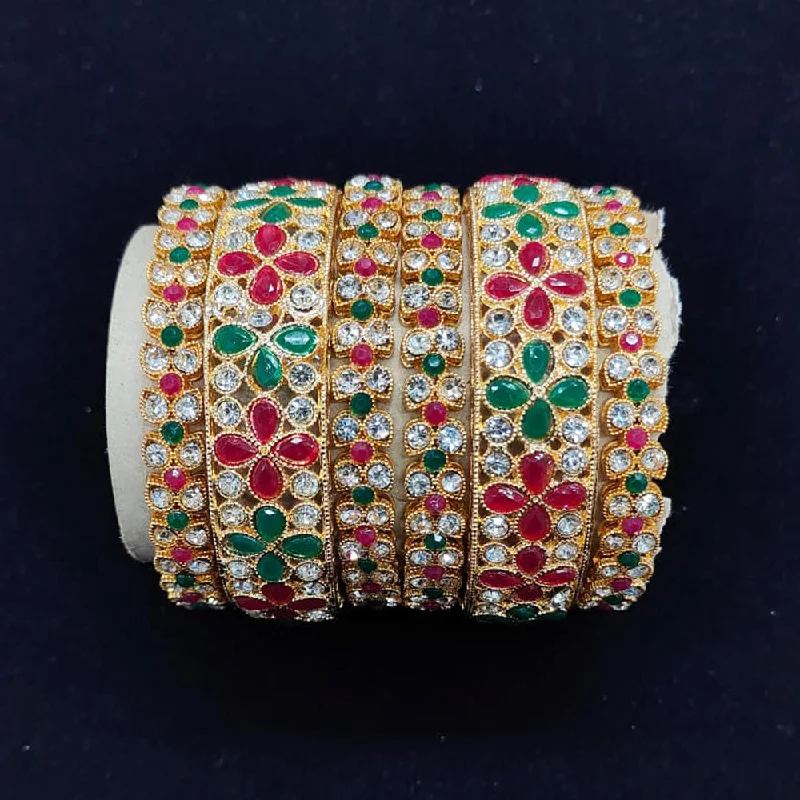 Shop Modern Jewelry Collections With Exclusive Discounts Pooja Bangles Gold Plated Austrian And Pota Stone Bangle Set