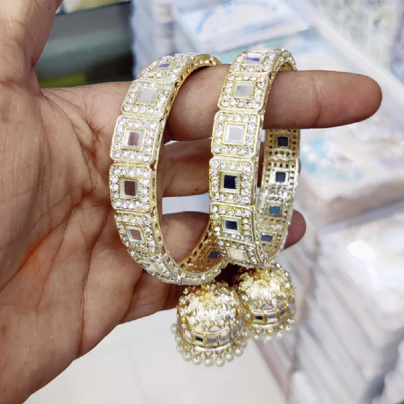 Chic, Trendy, And Affordable Jewelry Sale Pooja Bangles Gold Plated Austrian Stone And Mirror  Bangles Set