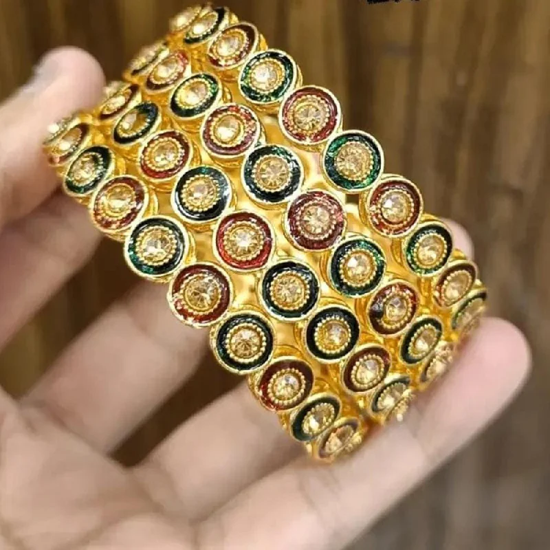 Exclusive Jewelry Sale – Shine For Less Pooja Bangles Gold Plated Austrian Stone Bangles Set