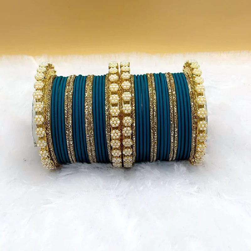 Luxury Meets Affordability – Jewelry Sale Live Now Pooja Bangles Gold Plated Austrian Stone Pearl Bangle Set