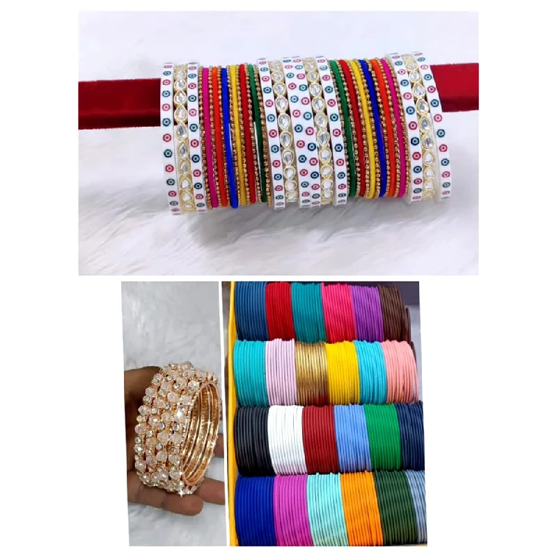 Elegant Jewelry, Exclusive Prices – Shop Now Pooja Bangles Gold Plated Combo Bangles Set (Assorted Color)