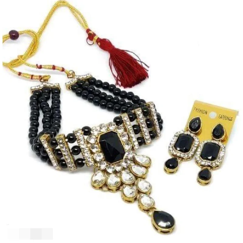 Modern Statement Jewelry For Bold Styling Pooja Bangles Gold Plated Crystal Stone Necklace Set