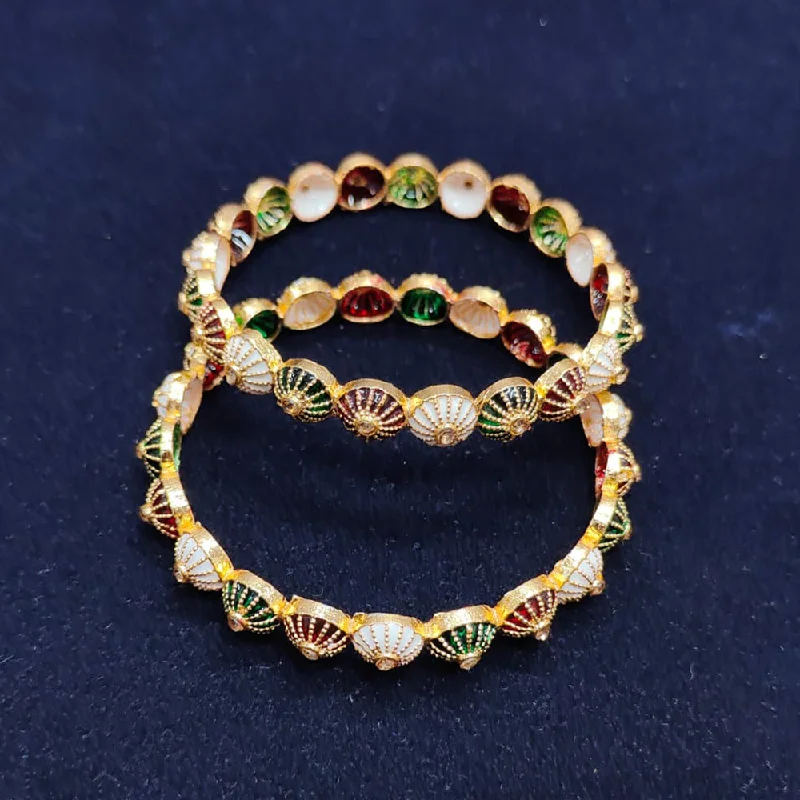 Elegant Necklaces And Bracelets At Limited-Time Offers Pooja Bangles Gold Plated Meenakari Bangle Set