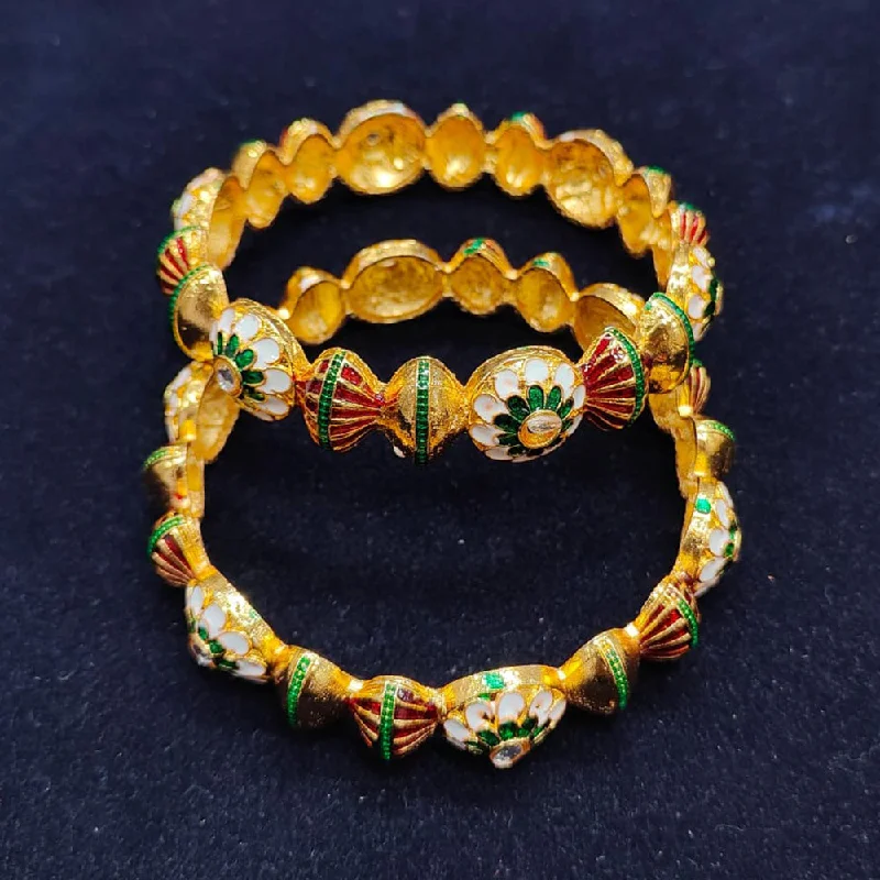 Everyday Jewelry Essentials Now On Sale Pooja Bangles Gold Plated Meenakari Bangle Set