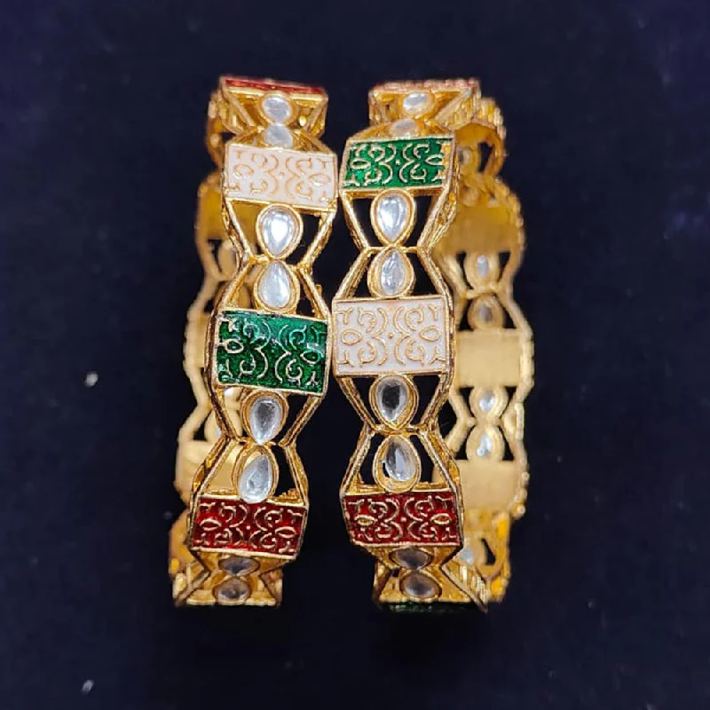 Celebrate Every Occasion With Sparkling Savings Pooja Bangles Gold Plated Meenakari Bangle Set