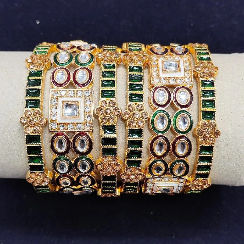 Fashion-Forward Jewelry At Exclusive Discounts Pooja Bangles Gold Plated Meenakari Bangle Set