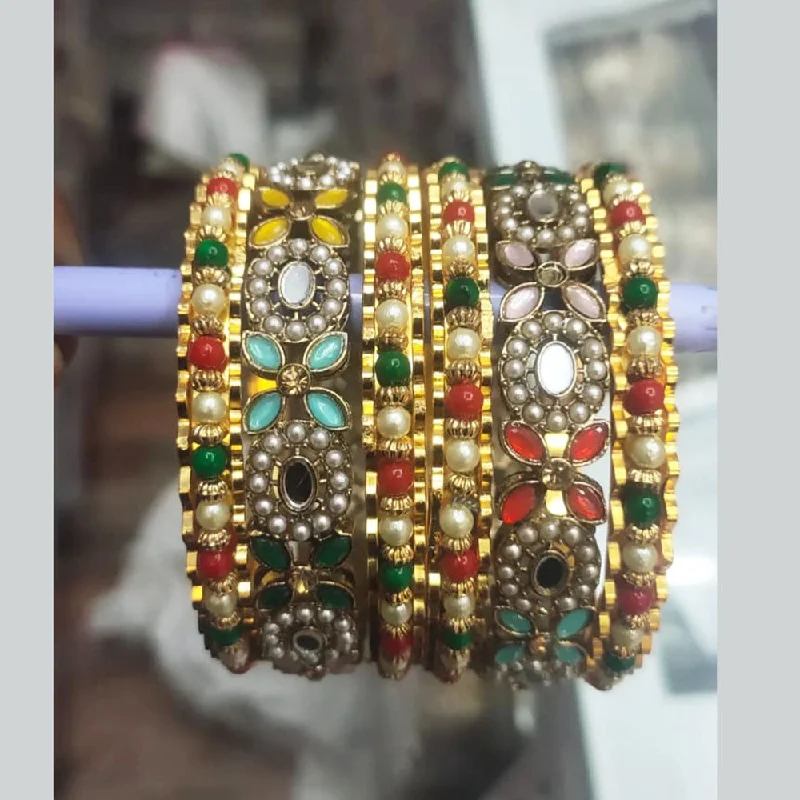 Get The Jewelry You Love At A Price You Love Pooja Bangles Gold Plated Pearl And Mirror Bangles Set