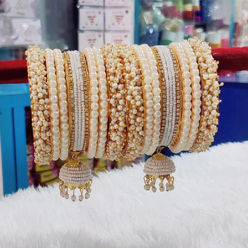 Exclusive Online Discounts On Stylish Jewelry Pooja Bangles Gold Plated Pearl  Bangles Set