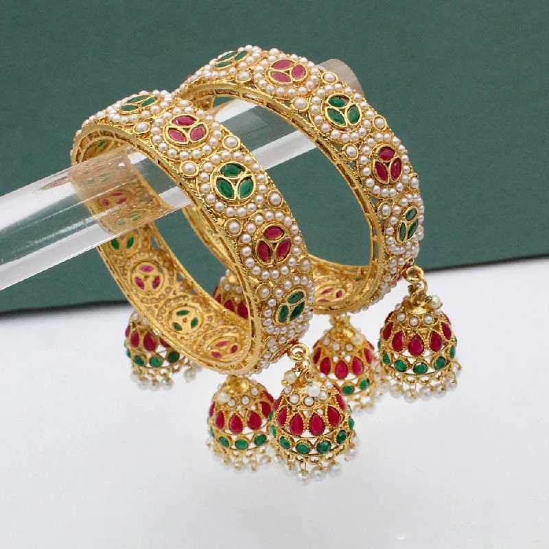 Buy More, Save More On Stunning Jewelry Pieces Pooja Bangles Gold Plated Pearl Bangles Set