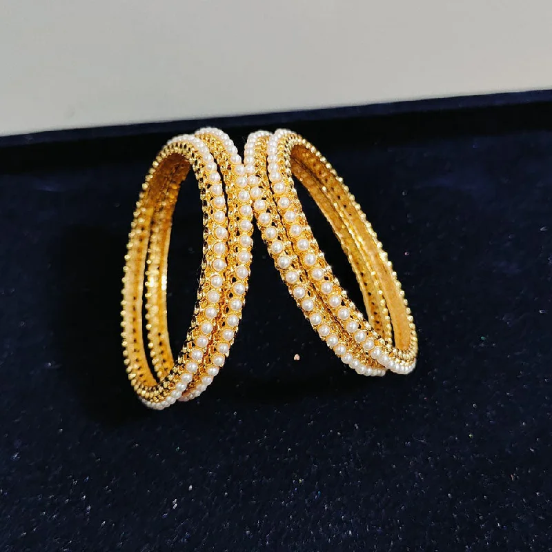 Celebrate Every Occasion With Sparkling Savings Pooja Bangles Gold Plated Pearls Bangles Set