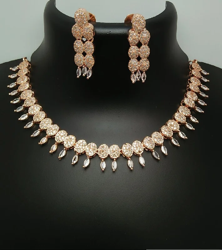 Upgrade Your Jewelry Collection For Less Pooja Bangles Rose Gold Plated AD Stone Necklace Set