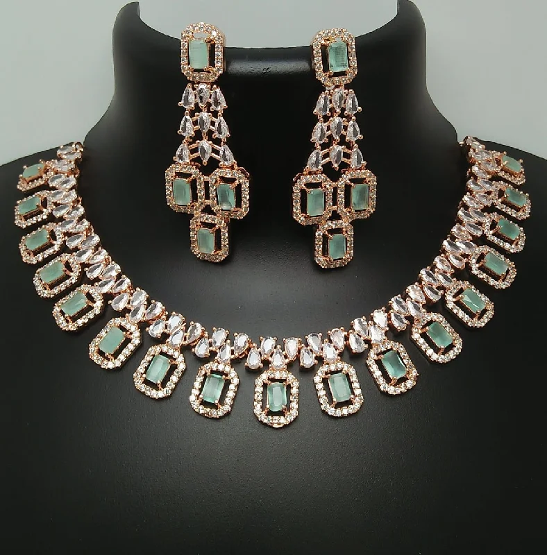 Get Your Favorite Jewelry At The Best Price Pooja Bangles Rose Gold Plated AD Stone Necklace Set