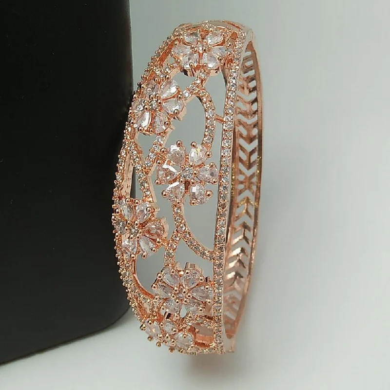 Stunning Statement Jewelry, Unbeatable Discounts Pooja Bangles Rose Gold Plated AD Stone Openable Kada