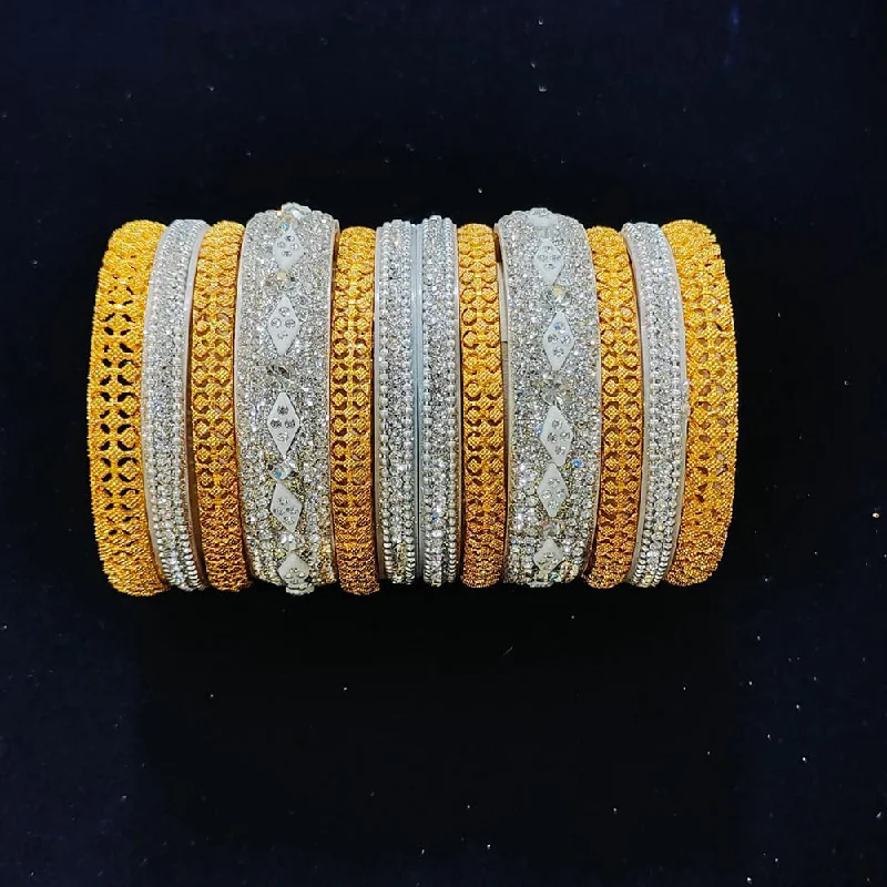 Elevate Your Jewelry Collection With Limited-Time Savings Pooja Bangles Silver And Gold Plated Bangle Set
