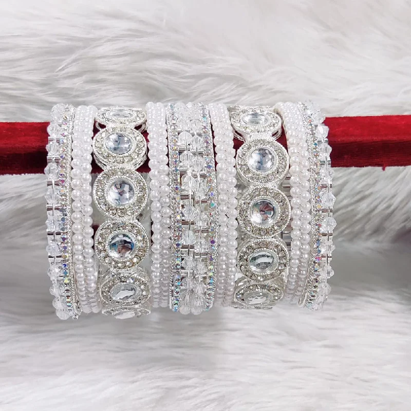 Last Chance To Shop High-End Jewelry At Markdown Prices Pooja Bangles Silver Plated Austrian Stone And Pearls Bangles Set