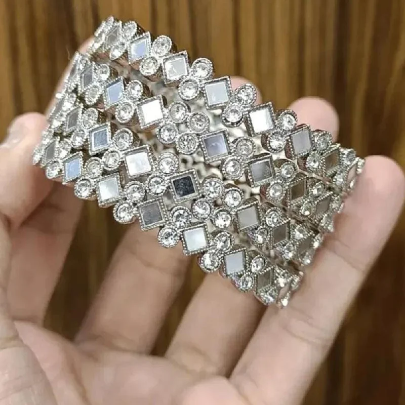 Gorgeous Jewelry, Limited-Time Savings Pooja Bangles Silver Plated Mirror Bangles Set