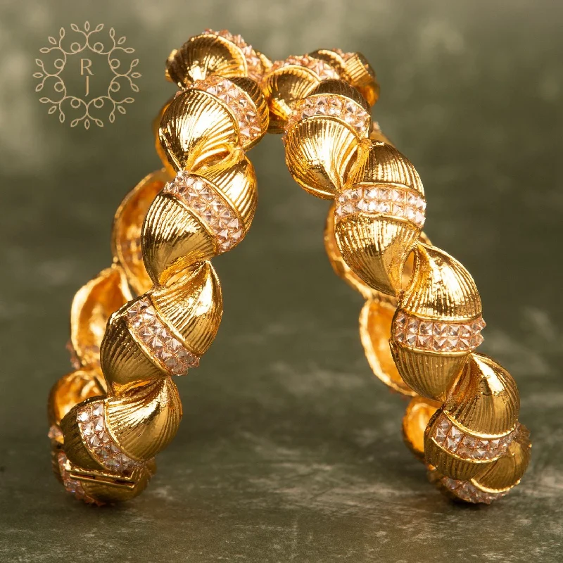 Personalized Engraved Jewelry For Meaningful Gifts Raddhi Jewels Designer Premium Quality Rajwadi Gold Plated Brass Openable Kada/Bangles Set