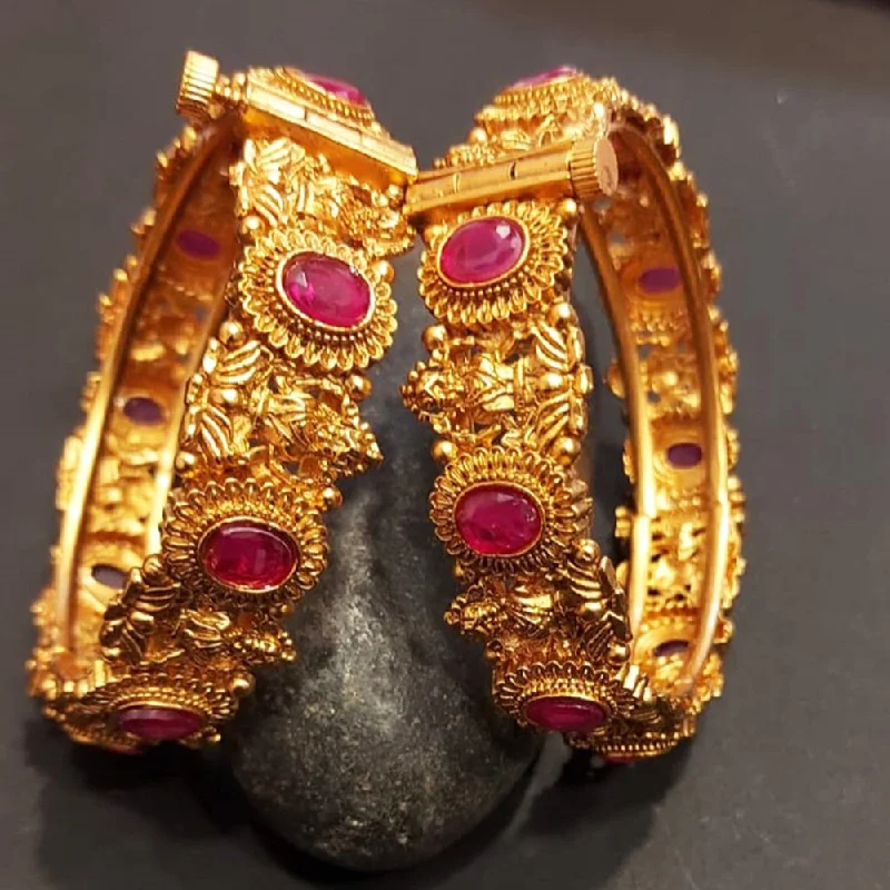 Seasonal Jewelry Deals – Elevate Your Style Raddhi Jewels Premium Quality Brass Rajwadi Gold Plated Set of 2 Bangles For Women/Girls