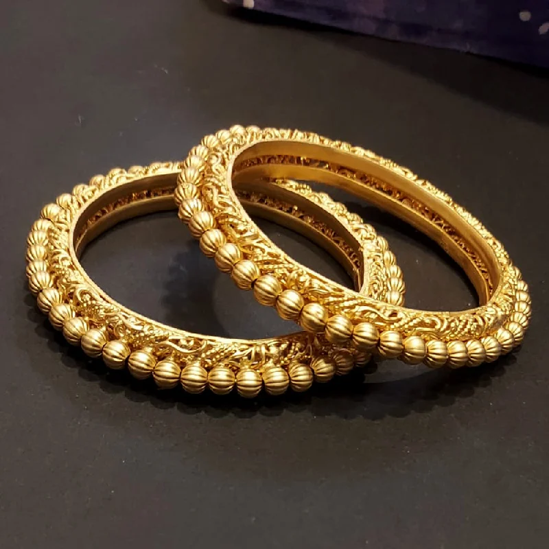 Unmissable Deals On Handmade Jewelry Collections Raddhi Jewels Premium Quality Brass Rajwadi Gold Plated Set of 2 Bangles For Women/Girls