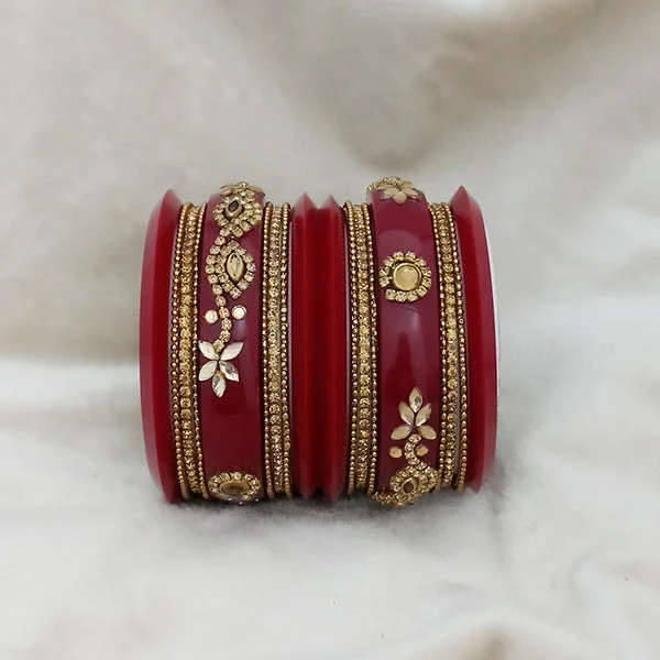 Elegant Necklaces And Bracelets At Limited-Time Offers Sejal Green Color Austrian Stone Bangle Set  - 1403759A