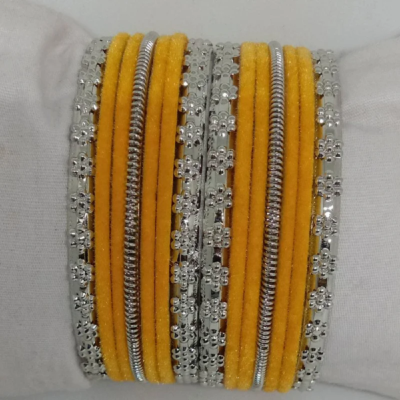 Timeless Jewelry At Special Discount Rates Shree Asha Bangles 14 Pieces in single bangle and Pack Of 12 Yellow  Color bangles Set