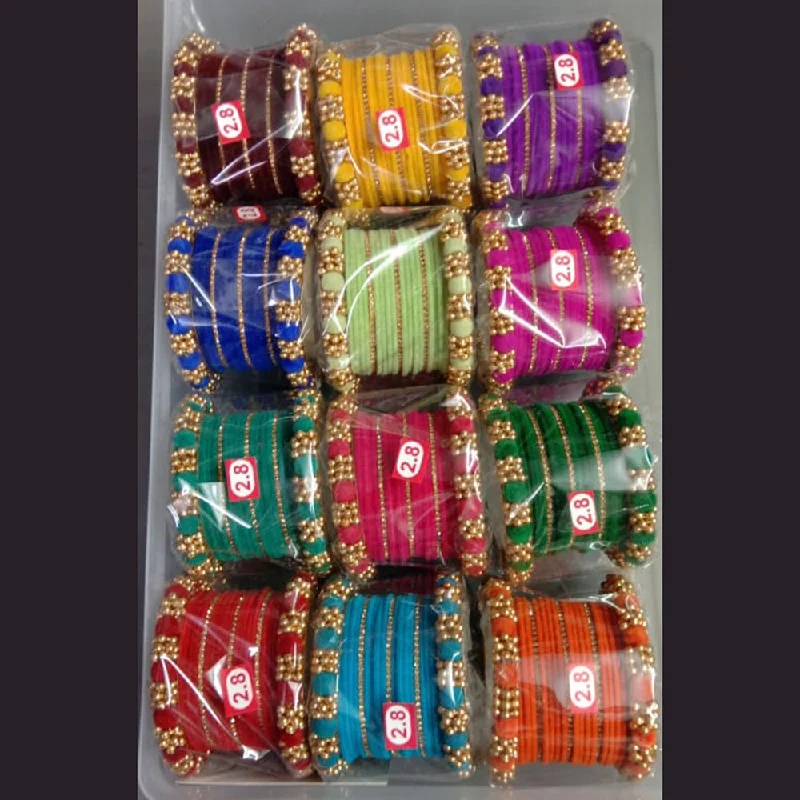 Shree Asha Bangles Pack Of 12 Multi Color Gold Plated Bangles Set