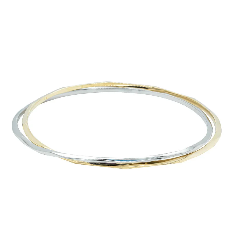 9ct Yellow Gold & Sterling Silver Entwined Bangle